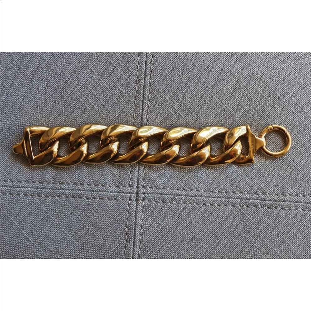 Celine Italy Gold Chunky Curb Link Bracelet